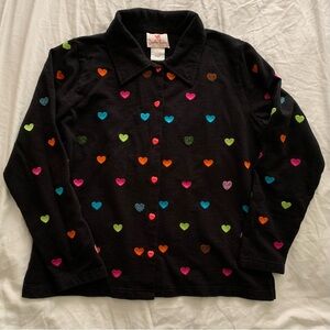 Women’s Quacker Factory Sweater With Heart Embroidery and Buttons Size Large